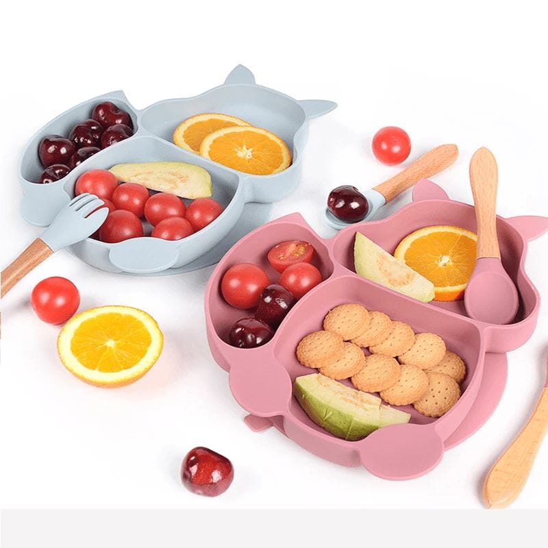 Kit 8 Pcs, Prato Formato Esquilo Com Ventosa, Babador, Conjunto Alimentação Para Bebê